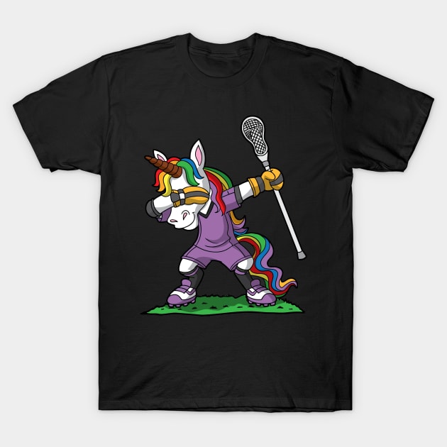 Dabbing Unicorn Lacrosse LAX T-Shirt by E